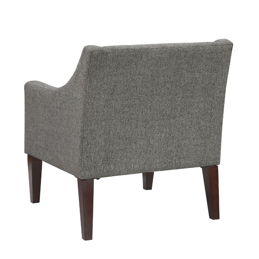Benjara Ginna Accent Armchair, Button Tufted Dark Gray Polyester, Brown Legs