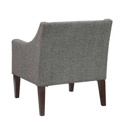 Benjara Ginna Accent Armchair, Button Tufted Dark Gray Polyester, Brown Legs