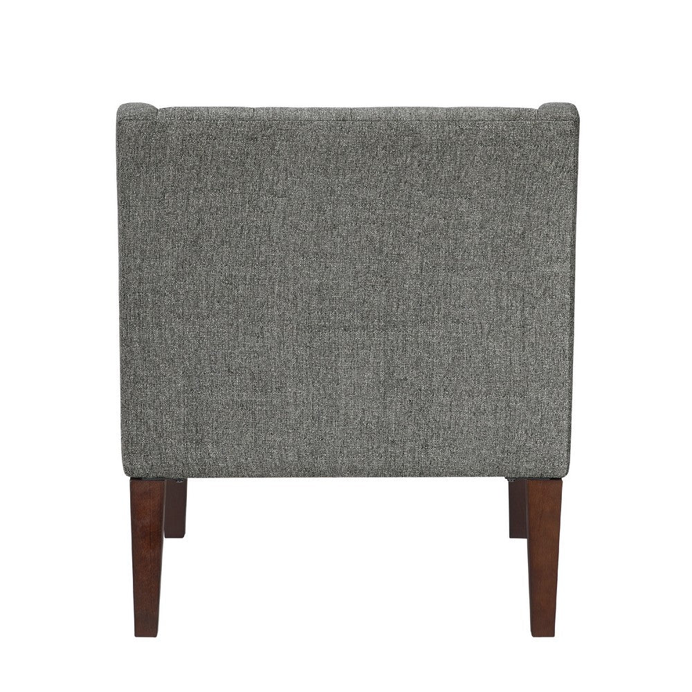 Benjara Ginna Accent Armchair, Button Tufted Dark Gray Polyester, Brown Legs