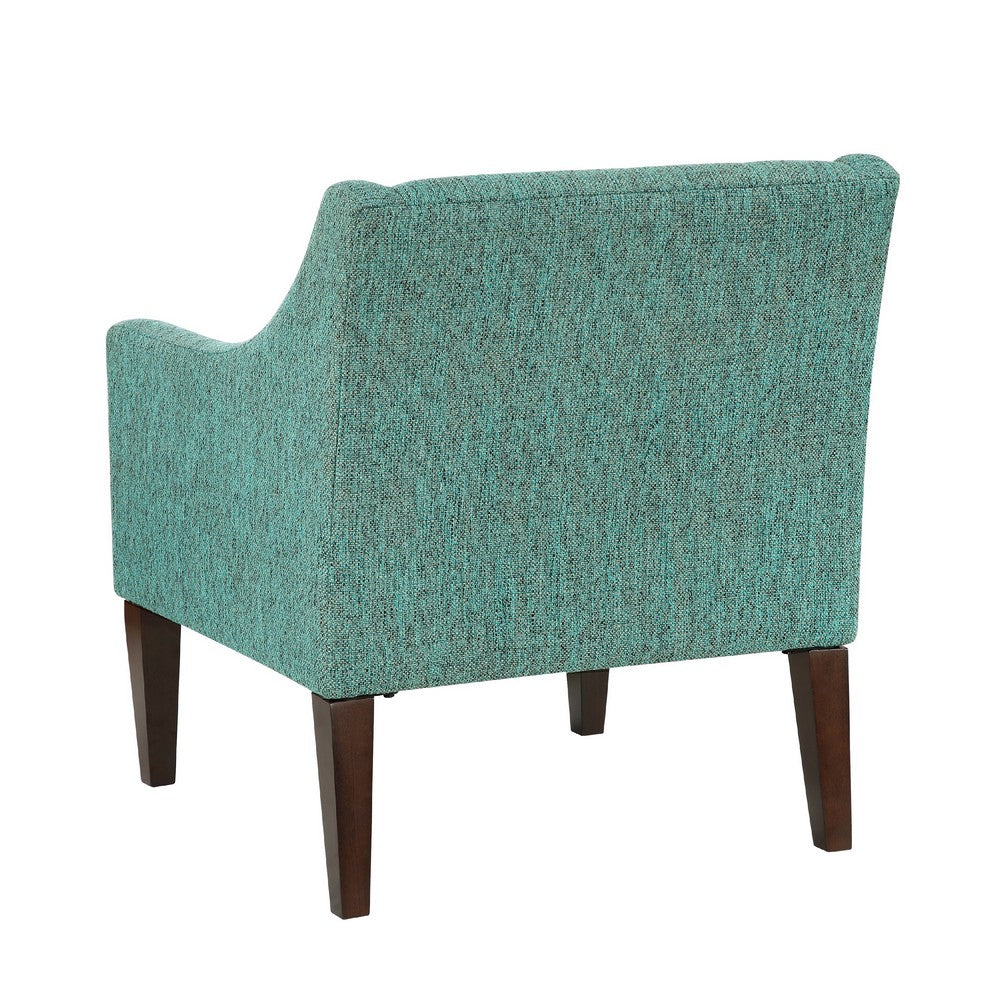 Benjara Ginna Accent Armchair, Button Tufted Sea Green Polyester, Brown Legs