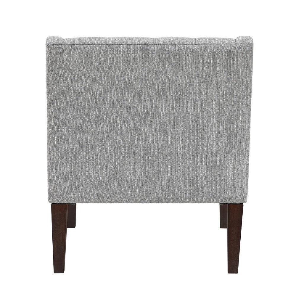 Benjara Ginna Accent Armchair, Button Tufted Light Gray Polyester, Brown Legs