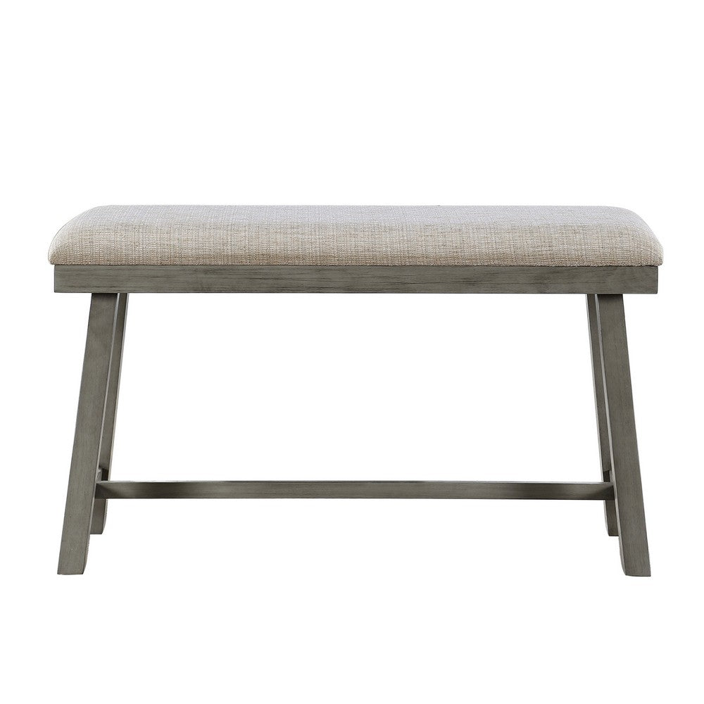 Benjara Anab Counter Height Bench, Foam Cushioned Polyester, Gray Wood