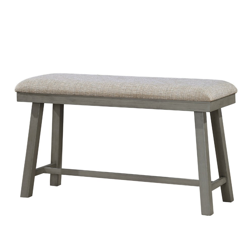 Benjara Anab Counter Height Bench, Foam Cushioned Polyester, Gray Wood