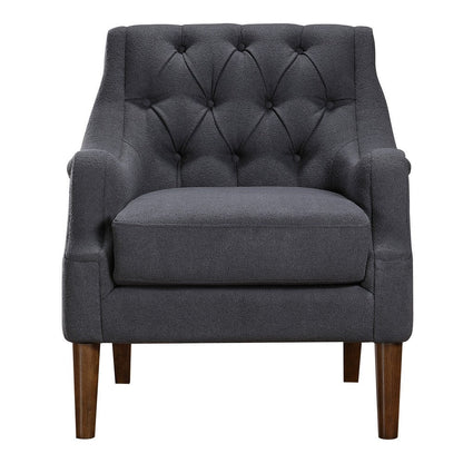 Benjara Jea Modern Accent Armchair, Button Tufted Dark Gray Boucle