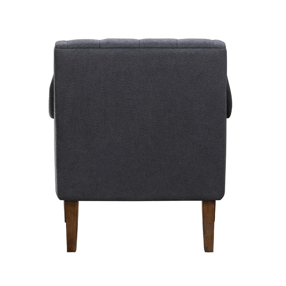 Benjara Jea Modern Accent Armchair, Button Tufted Dark Gray Boucle