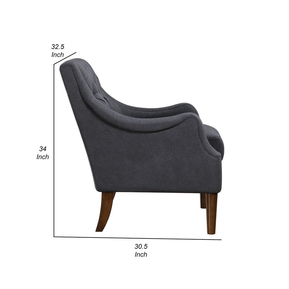 Benjara Jea Modern Accent Armchair, Button Tufted Dark Gray Boucle