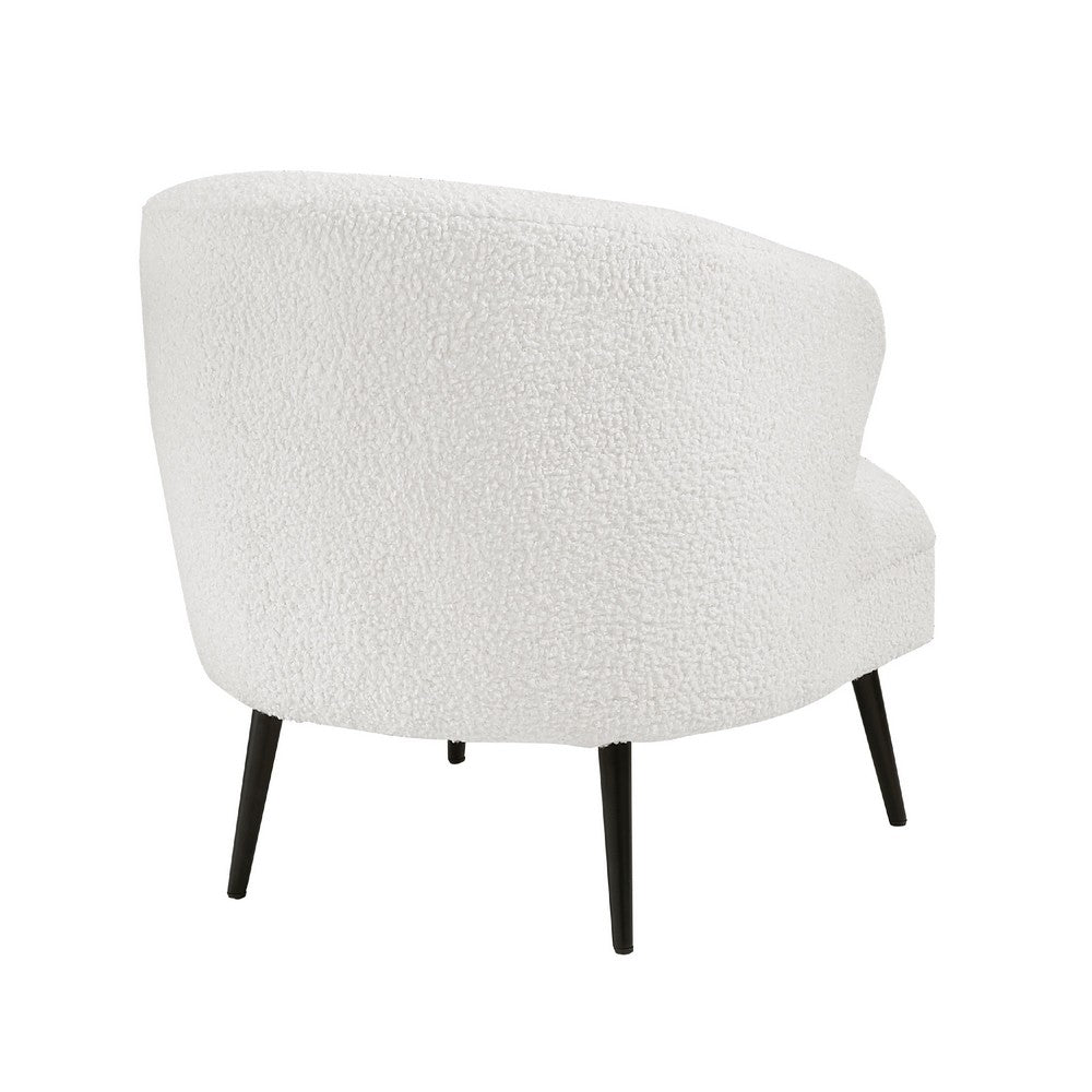 Benjara Neda Accent Chair, Soft Beige Boucle, Curved Barrel Back