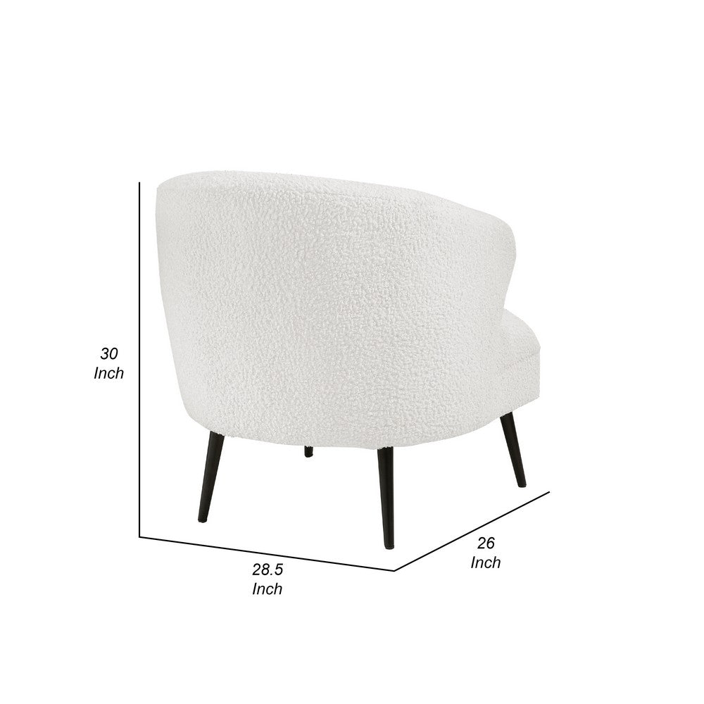 Benjara Neda Accent Chair, Soft Beige Boucle, Curved Barrel Back