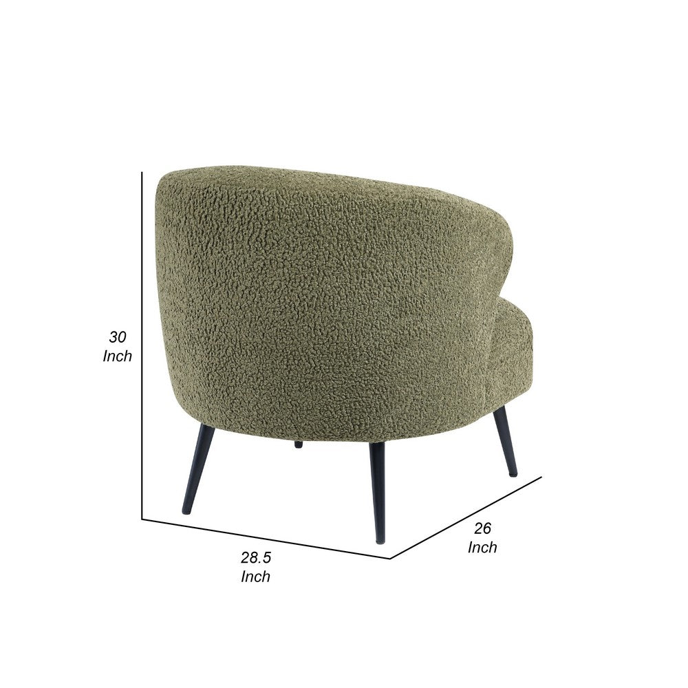 Benjara Neda Accent Chair, Soft Sage Green Boucle, Curved Barrel Back