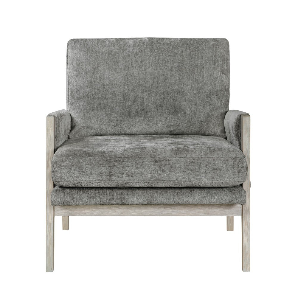 Benjara Mao Accent Armchair, Removable Cushion Cover, Brownish Gray Chenille