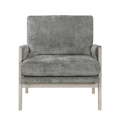 Benjara Mao Accent Armchair, Removable Cushion Cover, Brownish Gray Chenille