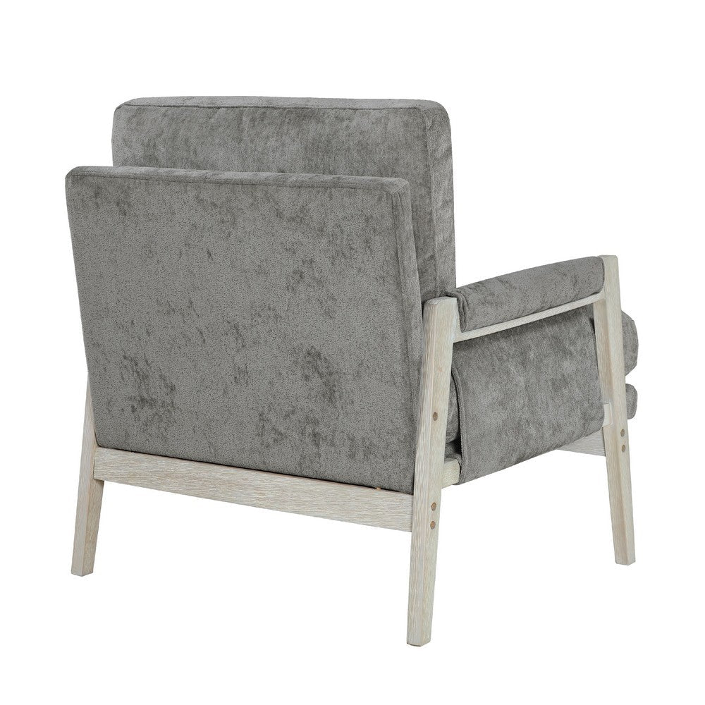Benjara Mao Accent Armchair, Removable Cushion Cover, Brownish Gray Chenille