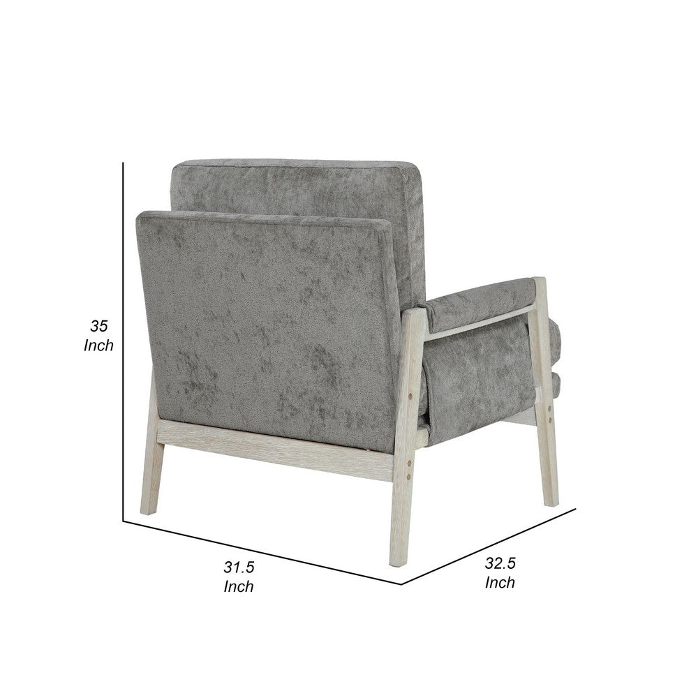 Benjara Mao Accent Armchair, Removable Cushion Cover, Brownish Gray Chenille