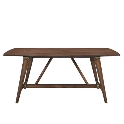 Benjara Manny Dining Table with Picnic Style Trestle Base, Walnut Wood 71 Inch