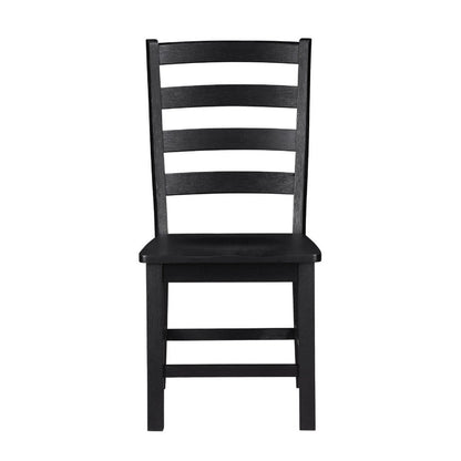 Benjara Reddy Side Chair Set of 2, Ladder Back Farmhouse Style, Black Wood