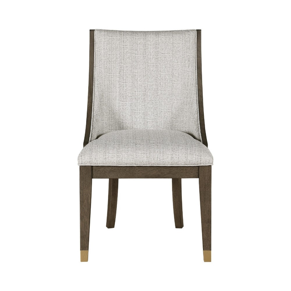 Benjara Greta Armchair Set of 2, Semi Deconstructed Gold Metal, Beige Fabric