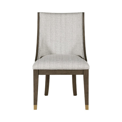 Benjara Greta Armchair Set of 2, Semi Deconstructed Gold Metal, Beige Fabric