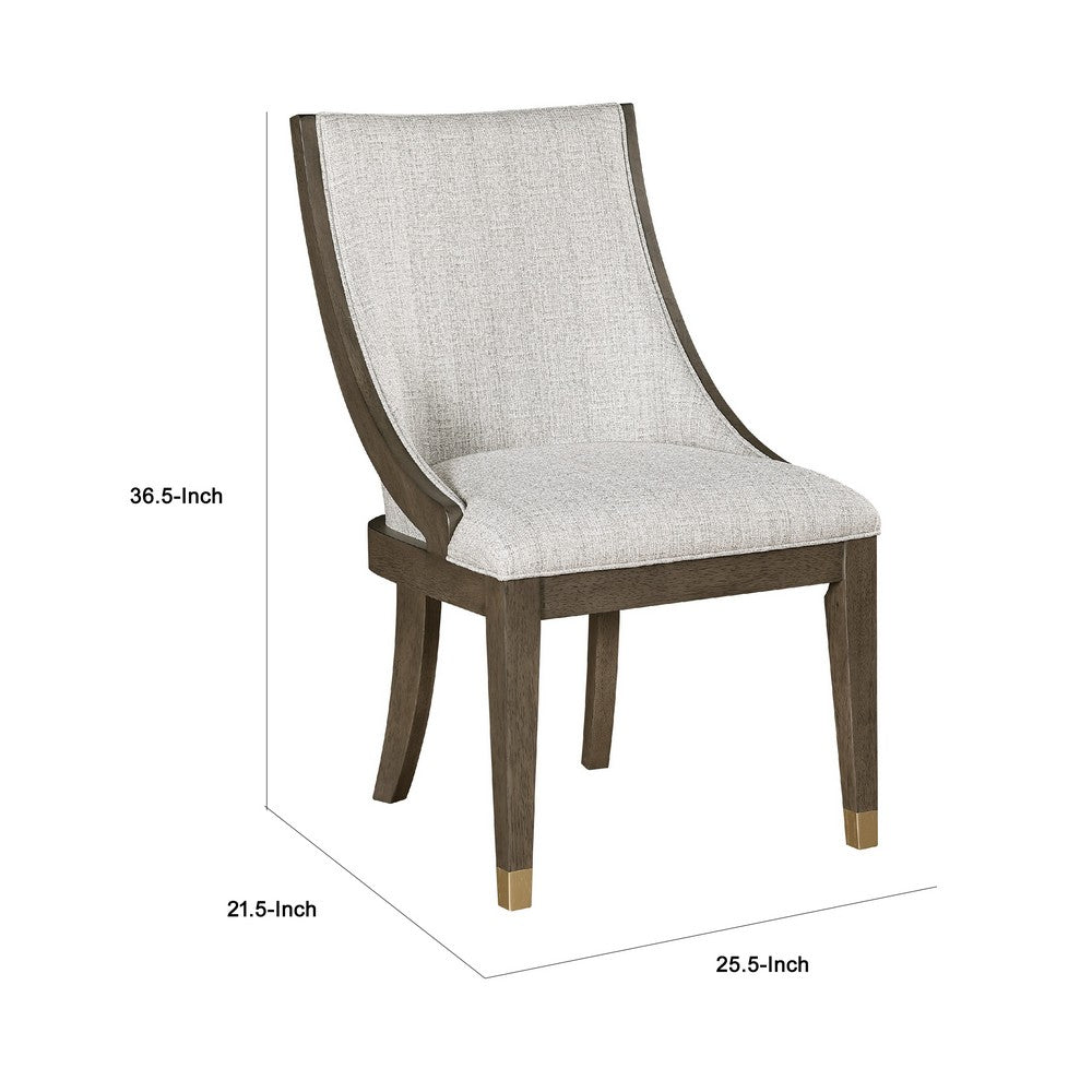 Benjara Greta Armchair Set of 2, Semi Deconstructed Gold Metal, Beige Fabric