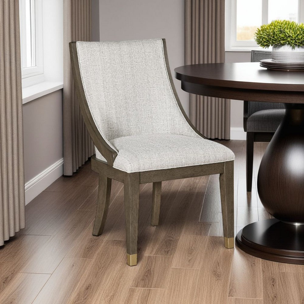 Benjara Greta Armchair Set of 2, Semi Deconstructed Gold Metal, Beige Fabric