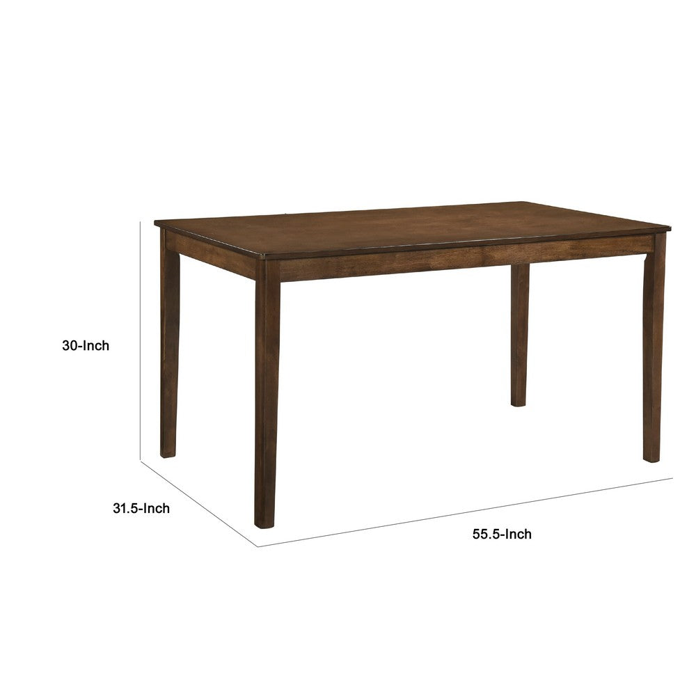 Benjara Katty Dining Table, Transitional Rectangular Chestnut Wood Top 56 Inch