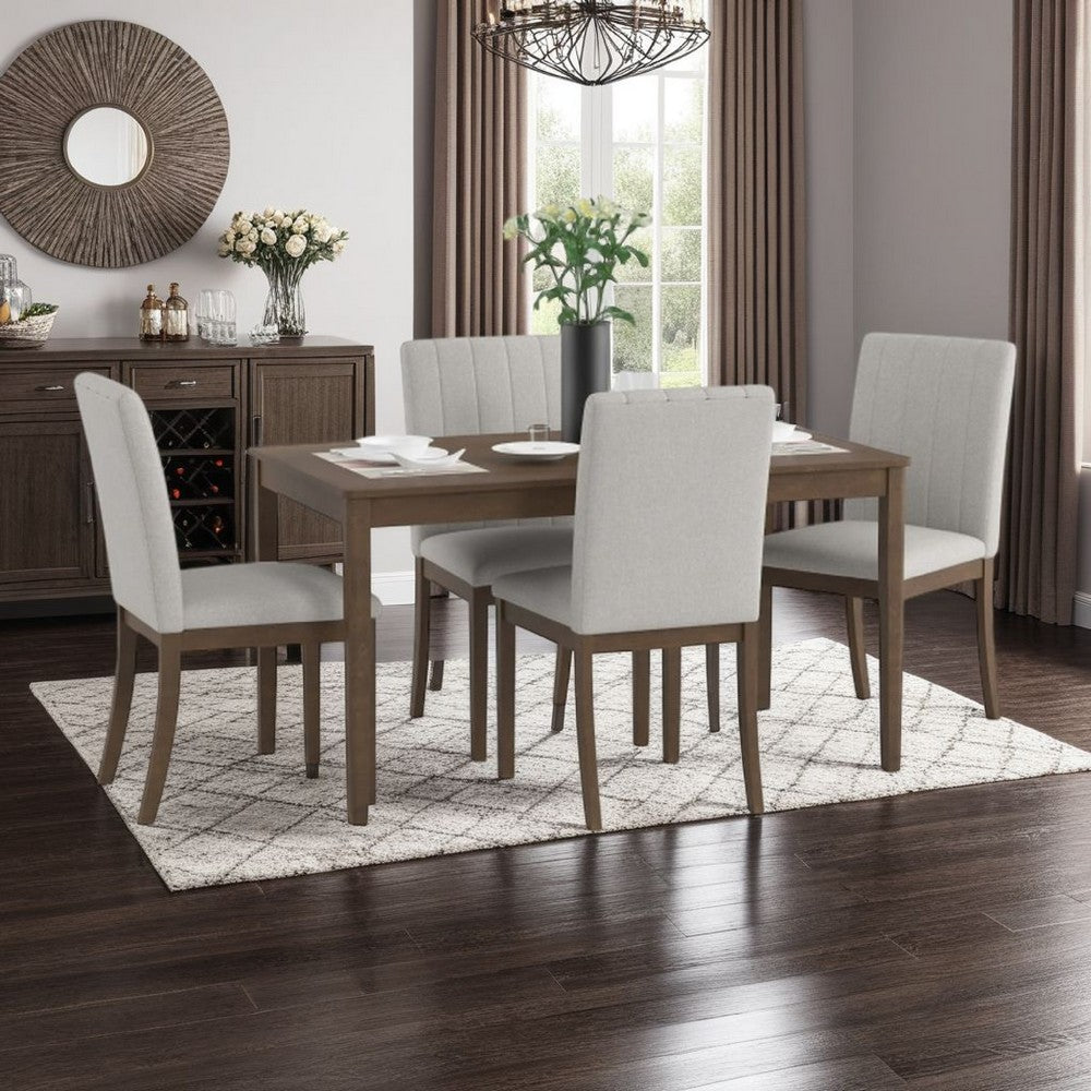Benjara Katty Dining Table, Transitional Rectangular Chestnut Wood Top 56 Inch
