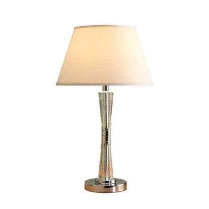 Benjara Terry Table Lamp with Bubble Infused Glass Tube, Chrome Metal 27 Inch