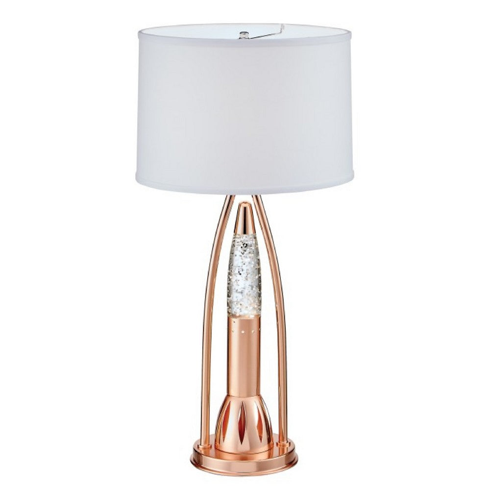 Benjara Gerry Table Lamp with 3 Bulb 4 Way Socket Switch, Copper Metal 30 Inch