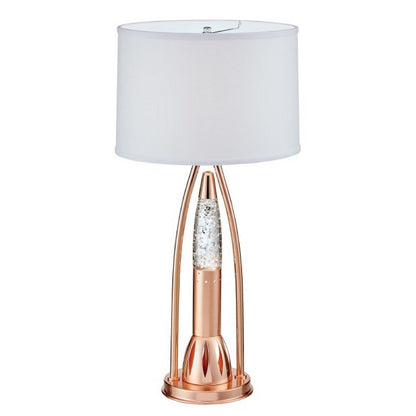 Benjara Gerry Table Lamp with 3 Bulb 4 Way Socket Switch, Copper Metal 30 Inch