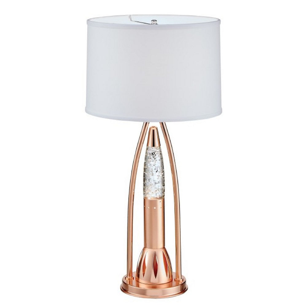 Benjara Gerry Table Lamp with 3 Bulb 4 Way Socket Switch, Copper Metal 30 Inch