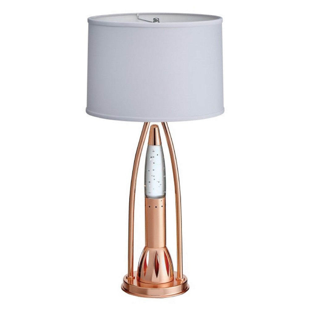 Benjara Gerry Table Lamp with 3 Bulb 4 Way Socket Switch, Copper Metal 30 Inch