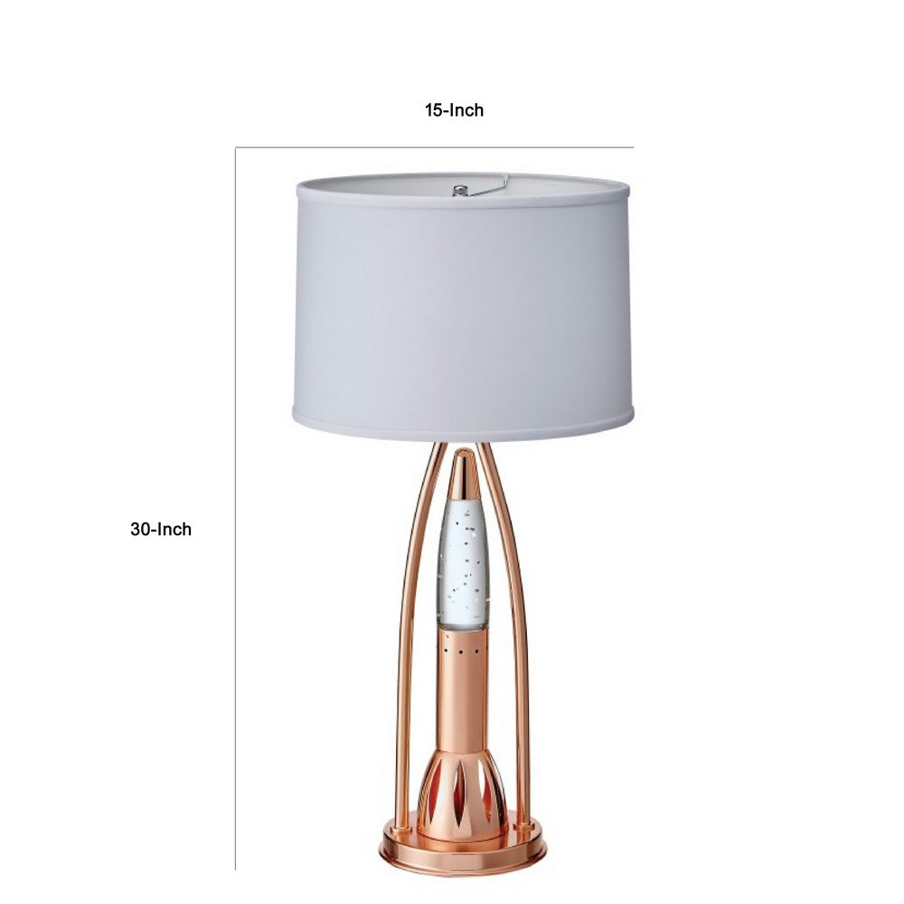Benjara Gerry Table Lamp with 3 Bulb 4 Way Socket Switch, Copper Metal 30 Inch