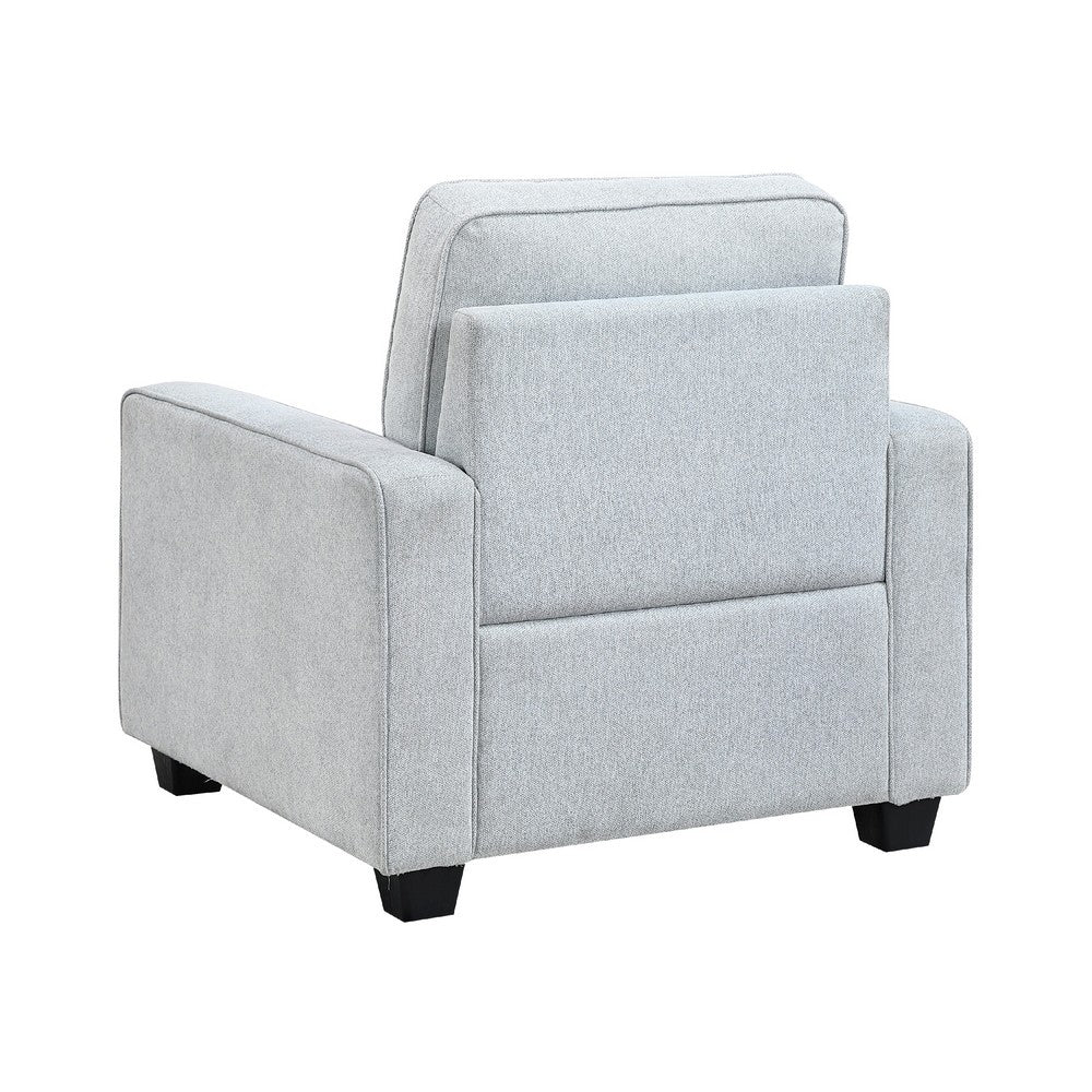 Benjara Pery Accent Chair w Reversible Cushions, Modern Light Gray Polyester