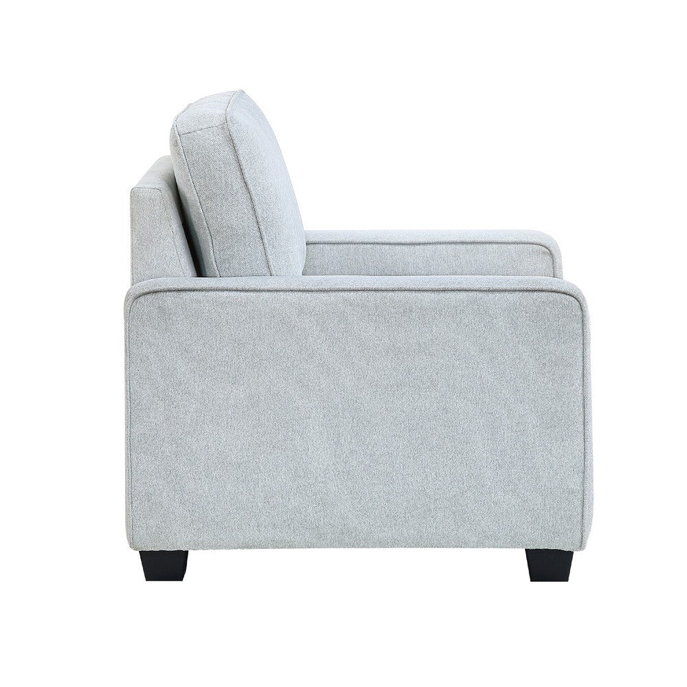 Benjara Pery Accent Chair w Reversible Cushions, Modern Light Gray Polyester