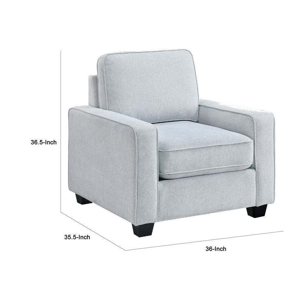Benjara Pery Accent Chair w Reversible Cushions, Modern Light Gray Polyester