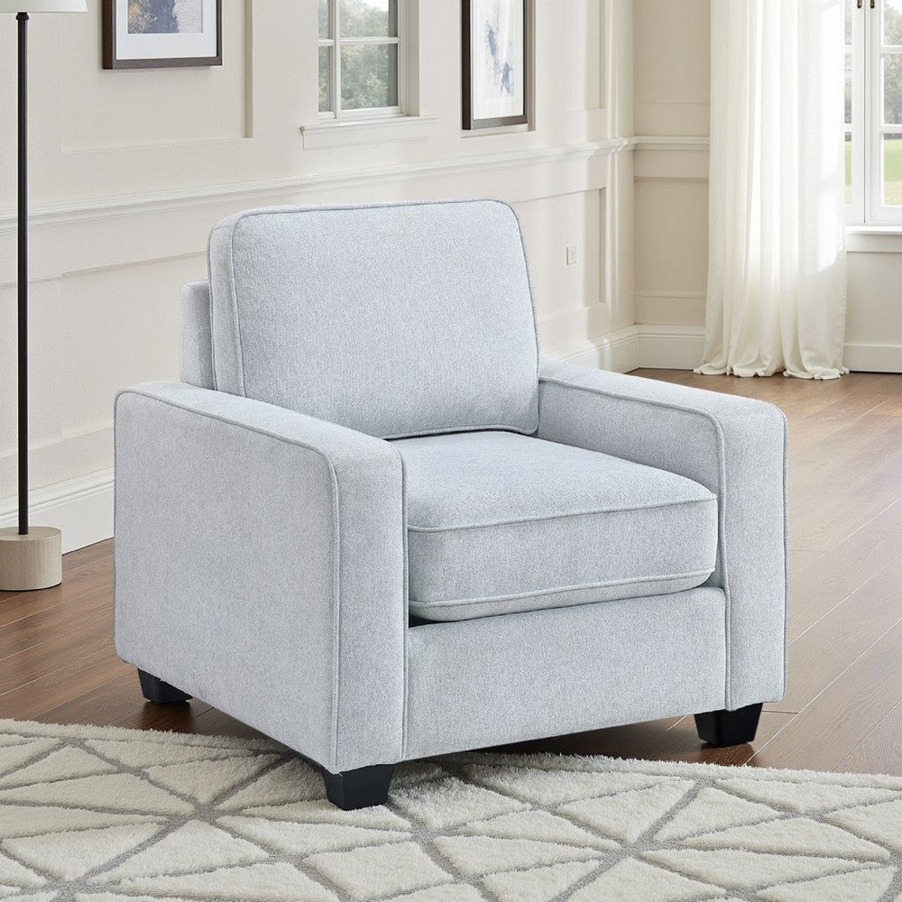 Benjara Pery Accent Chair w Reversible Cushions, Modern Light Gray Polyester