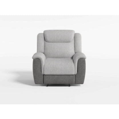 Benjara Feo Manual Reclining Chair with Pull Tab, White Gray Microfiber