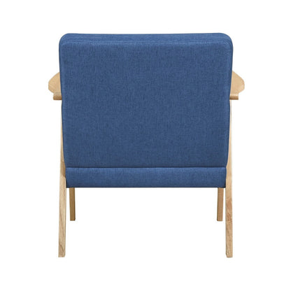 Benjara Cathy Accent Club Armchair, Soft Blue, Natural Brown Wood Frame