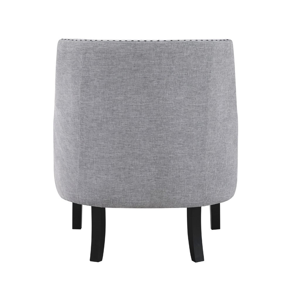 Benjara Daisie Accent Armchair, Button Tufted Gray Chenille, Solid Wood