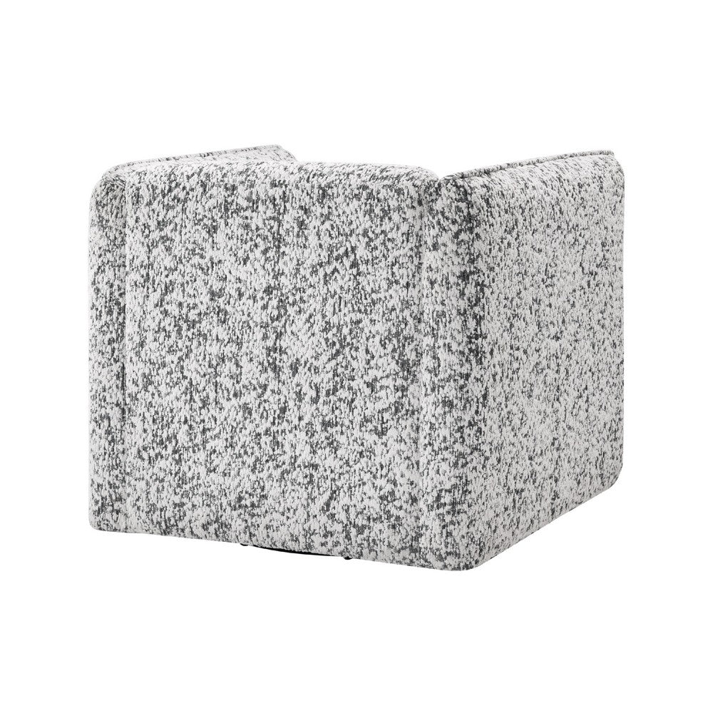 Benjara Swivel Armchair, Gray Jacquard Fabric, Foam Cushioning, Square Frame