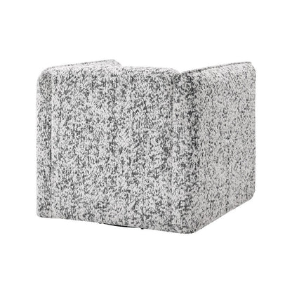 Benjara Swivel Armchair, Gray Jacquard Fabric, Foam Cushioning, Square Frame