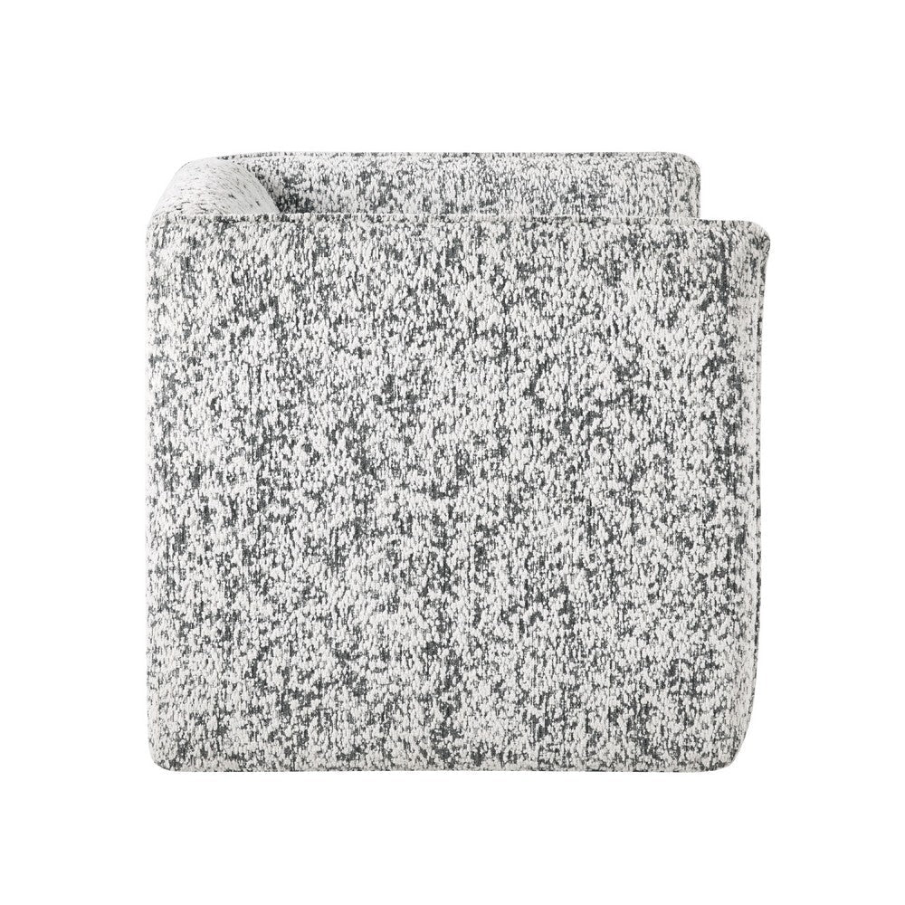 Benjara Swivel Armchair, Gray Jacquard Fabric, Foam Cushioning, Square Frame