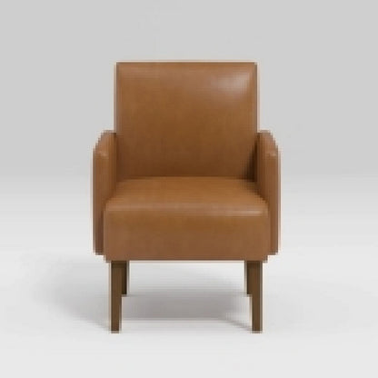 Benjara Nier Accent Club Chair, Matte Brown Faux Leather, Solid Wood Frame