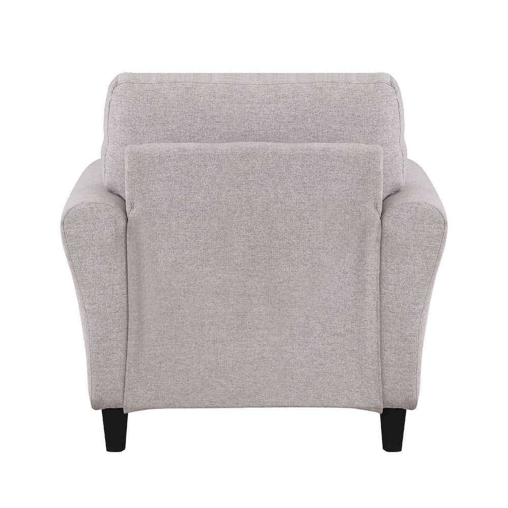 Benjara Leroi Accent Chair, 37 Inch, Gray Fabric And Round Flared Armrests