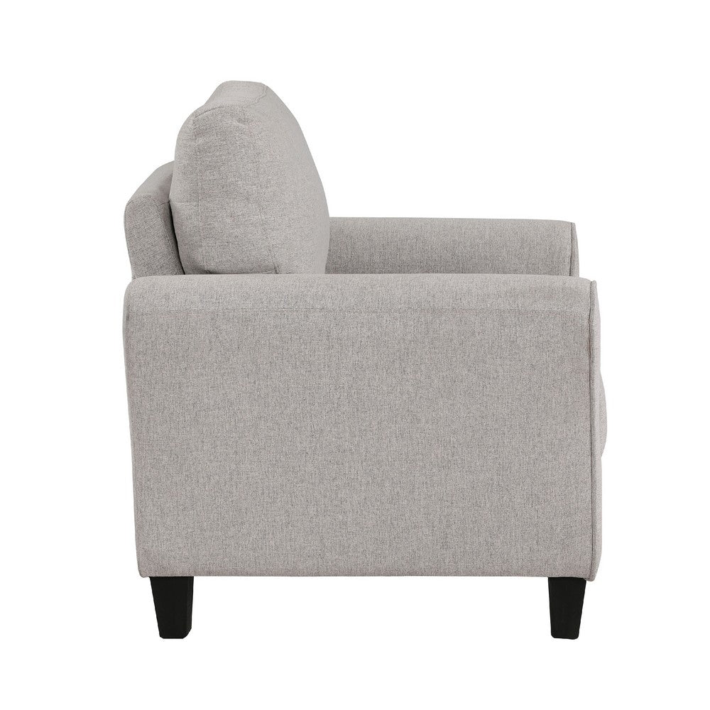 Benjara Leroi Accent Chair, 37 Inch, Gray Fabric And Round Flared Armrests