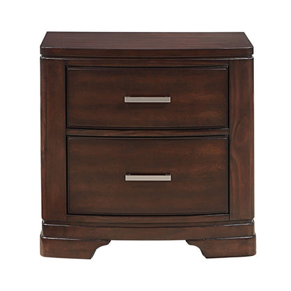 Benjara Hudy 2 Drawer Nightstand, 26 Inch, Cherry Brown Birch Veneer