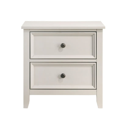 Benjara Etgo 2 Drawer Nightstand, 24 Inch, White Melamine Veneer