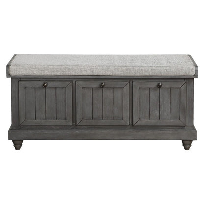 Benjara Wali 44 Inch Bench with Lift Top Storage, Plush Gray Cushioned Seat