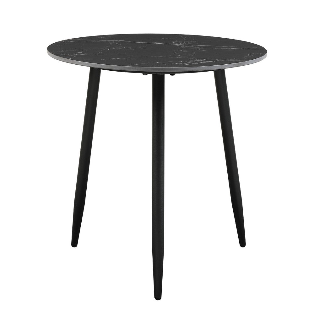 Benjara Lyra 3pc Occasional Coffee Table Set, Nesting Black Stone Top, Black
