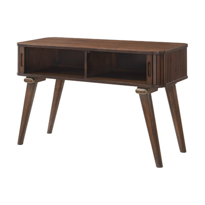 Benjara Manny Sofa Console Table, 2 Tambour Doors, Walnut Brown 48 Inch