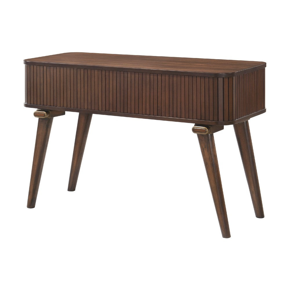 Benjara Manny Sofa Console Table, 2 Tambour Doors, Walnut Brown 48 Inch